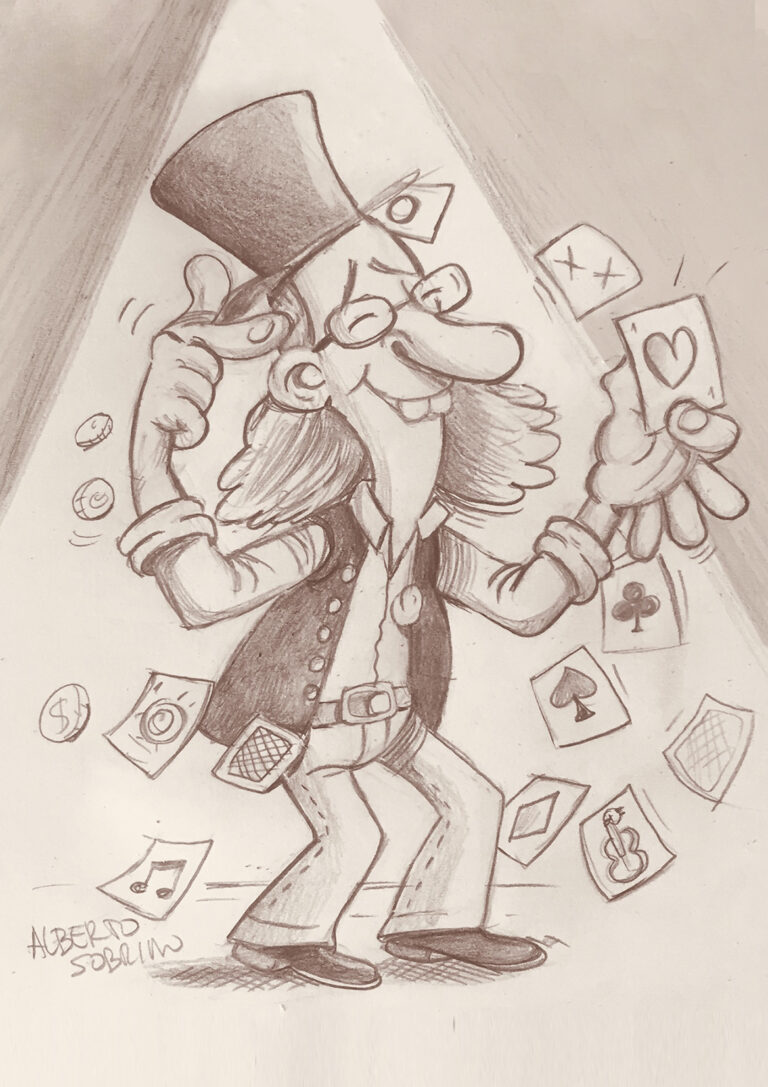 Caricatura del mago Juan Tamariz